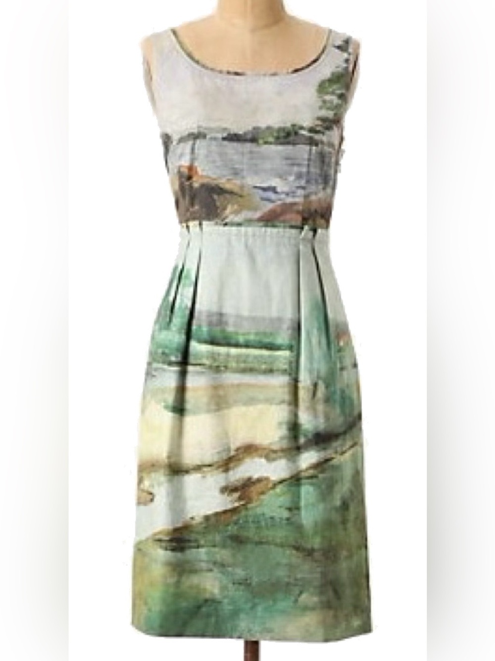 Anthropologie Odille Artist Rendering Dress, Size 8, Landscape Print